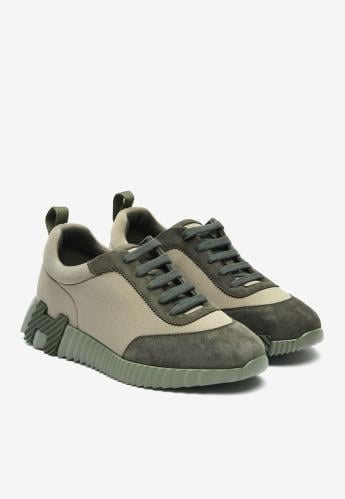 Hermès BOUNCING LOW-TOP SNEAKERS IN VERT TOUNDRA S...