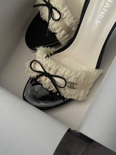 Vintage Chanel Ruffled Bow Sandal Heels