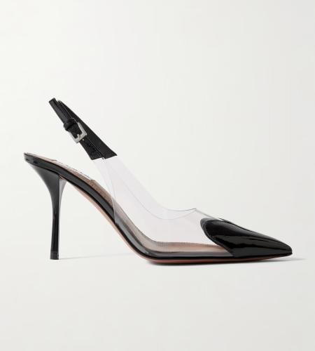 ALAÏA Le Cœur patent-leather and PVC slingback pum...