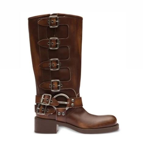 MIU MIU buckle-detail leather boots