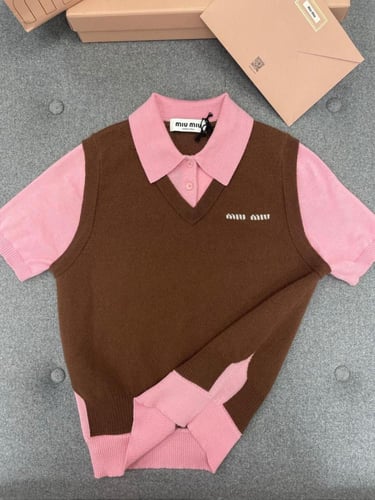 Miu Miu Brown Cashmere & Wool Polo Sweater
