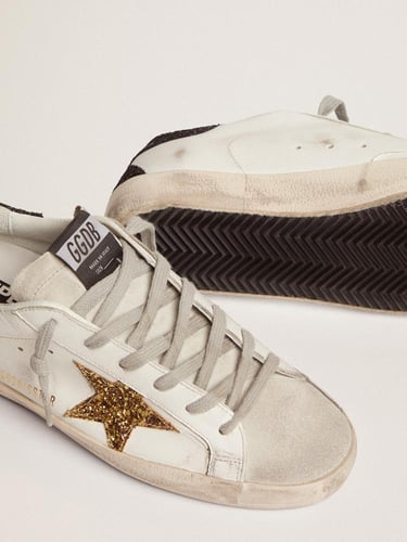 Women's Super-Star with silver star and brown glit...
