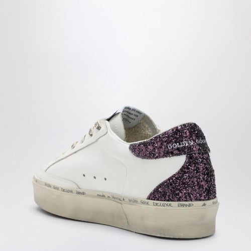 Golden Goose White Hi Star sneaker with purple/sil...