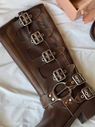 MIU MIU buckle-detail leather boots