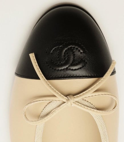 Chanel BALLET FLATS Lambskin Beige & Black