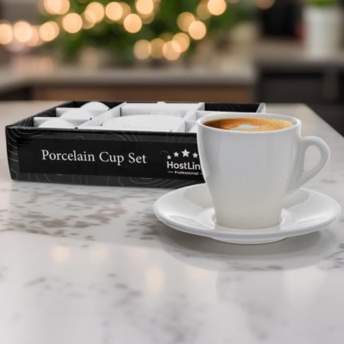 كوب قهوة اسبريسو سيراميك مع الصحن 80 مل - طقم 6 حب...