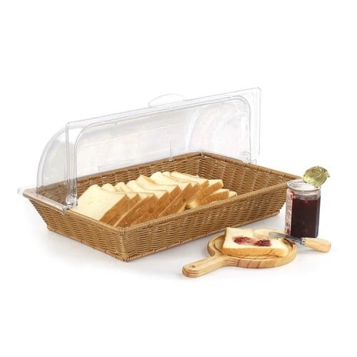 سلة خبز مستطيل بغطاء شفاف 53×33×28 سم