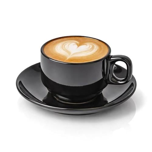 كوب شاي سيراميك مع الصحن 201 مل اسود طقم 6 حبات