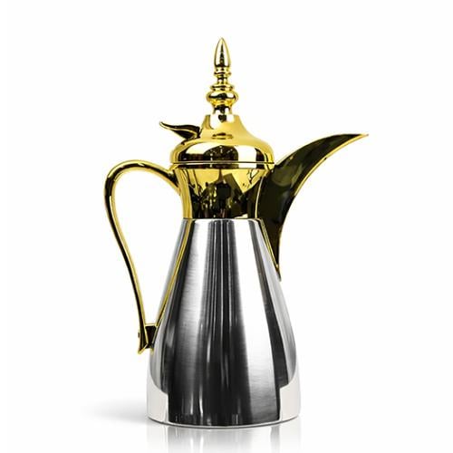 ترمس قهوة عربي استيل 600 مل فضي و ذهبي