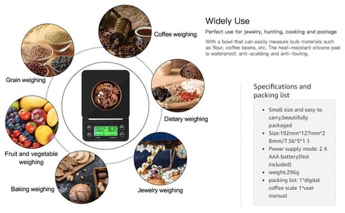 ميزان قهوة 3 كيلو بشاشة ال سي دي عالية الدقة