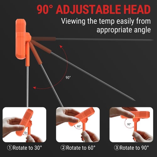 مقياس حرارة رقمي بقراءة فورية بإضاءة خلفية مقاومة...