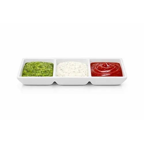 3-compartment ceramic sauce dish