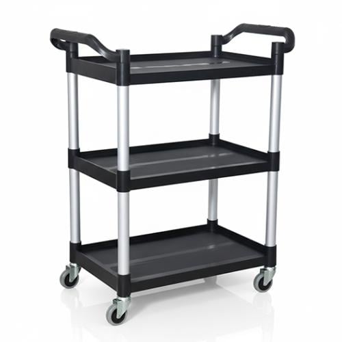 عربة خدمة 3 دور بلاستك اسود 80x43x96 سم