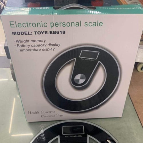 ميزان جسم زجاجي دائري 180 كجم شاشة LCD عالية الدقة...