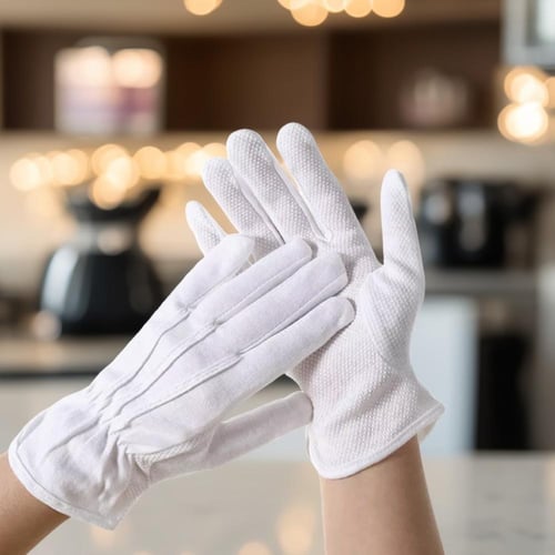 قفاز قطن مع نقاط مطاط مقاس 10