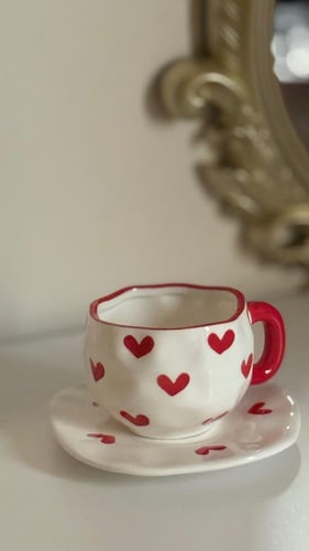 كوب سيراميك 400ml مع صحن