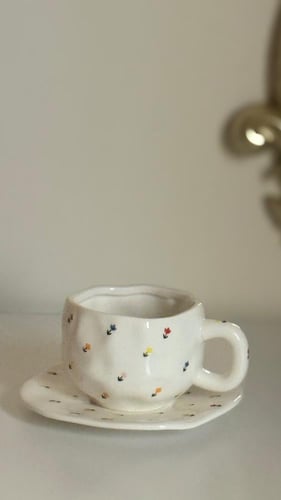 كوب سيراميك 400ml مع صحن