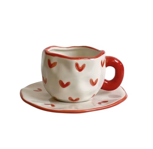 كوب سيراميك 400ml مع صحن