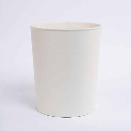 سلة مهملات أسطوانية جلد أبيض