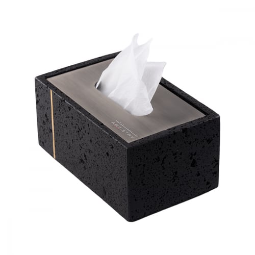 علبة مناديل ترافنتين ستيل فضي