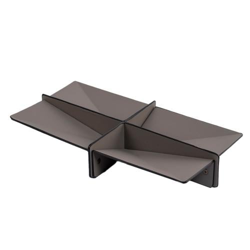 صحن تقديم مستطيل مقسم جلد رمادي غامق