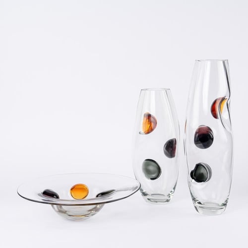 مزهرية\تحفة كريستال بتصميم دوائر ملونة