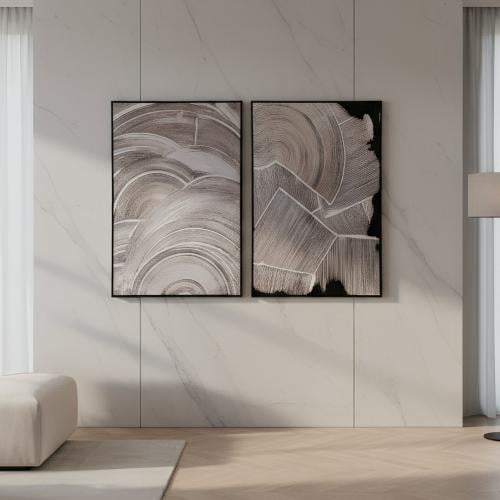 (هالة فن) لوحة حائط رسم يدوي (طقم من قطعتين)