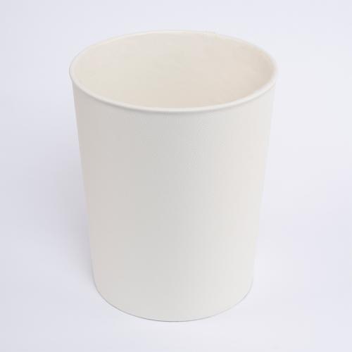 سلة مهملات أسطوانية جلد أبيض