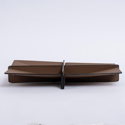 صحن تقديم مستطيل مقسم جلد بني