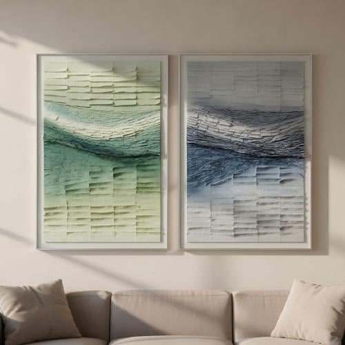 (أفق مموج) لوحة حائط ثلاثية الأبعاد من الورق المقو...