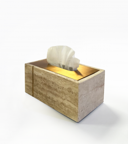 علبة مناديل ترافنتين ستيل ذهبي