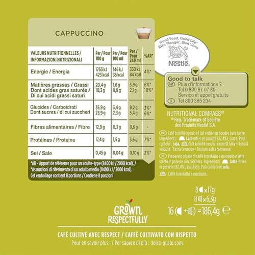 كبسولات نسكافيه دولتشي غوستو كابتشينو (16 كبسولة)...