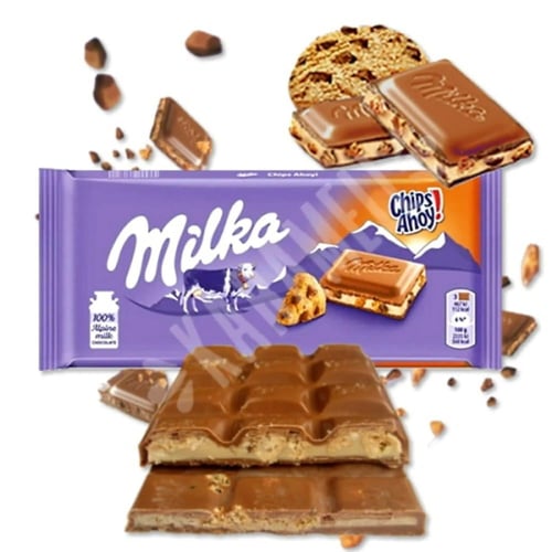 ميلكا اهوي شوكلاته بنكهة البسكويت وقطع شوكلا 100جر...