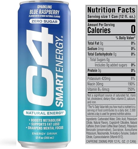 مشروب طاقة سي فور C4 توت أزرق 355 مل – بدون سكر