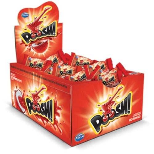 بوش علك فقاعة مع حشوة سائلة بطعم الفراولة يحتوي عل...