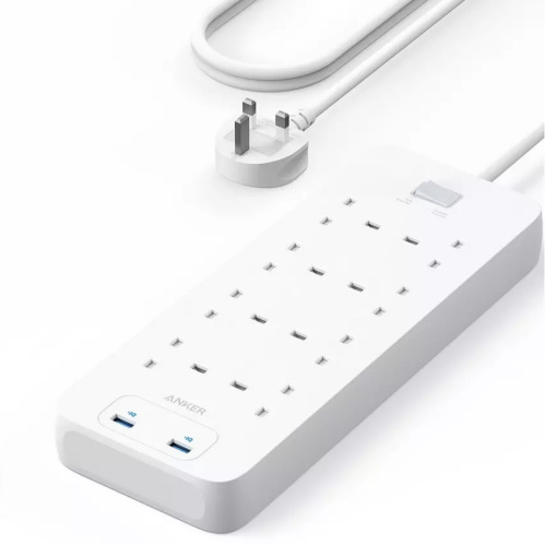 توصيلة كهرباء 8 منافذ طاقة مع منفذين USB-A من شركة...