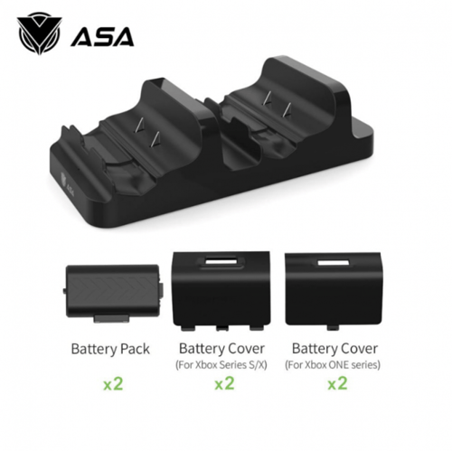 قاعدة شحن مع 2 بطاريات قابلة للشحن من شركة ASA