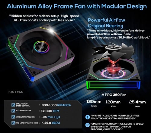 مبرد مائي مغلق 360MM ARGB LIQUID COOLER من شركة MA...