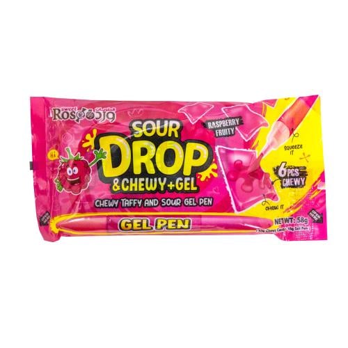 حلوى مضغ حامضة بنكهة توت العليق مع قلم جيلي سائل -...