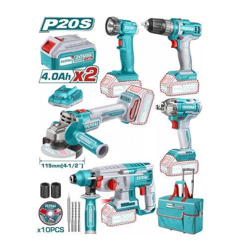 طقم معدات بطارية 20 فولت 4.0 أمبير + شنطة ترولي TO...