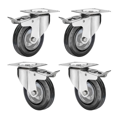 كفر متحرك أسود بفرامل كيت - مجموعة 4 قطع – مقاسات