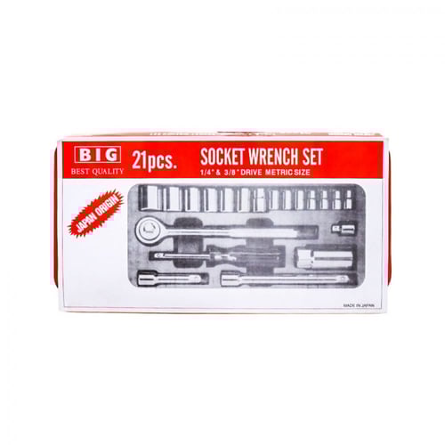 طقم عدة حبوب (1/4+3/8) مع يد اتوماتيك ياباني 21 قط...