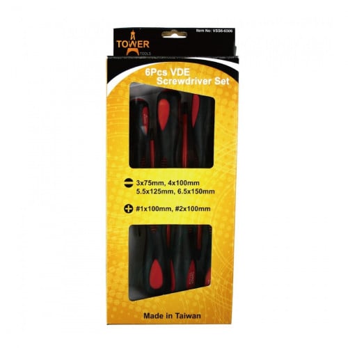 طقم مفك عازل للكهرباء تايواني 6 قطعة - تاور