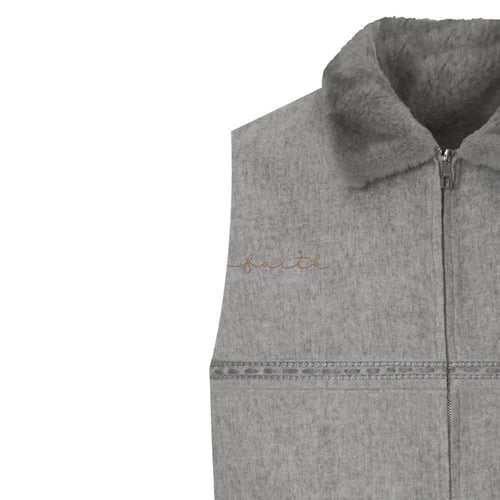 ALPACA VEST WITH MINK COLLAR