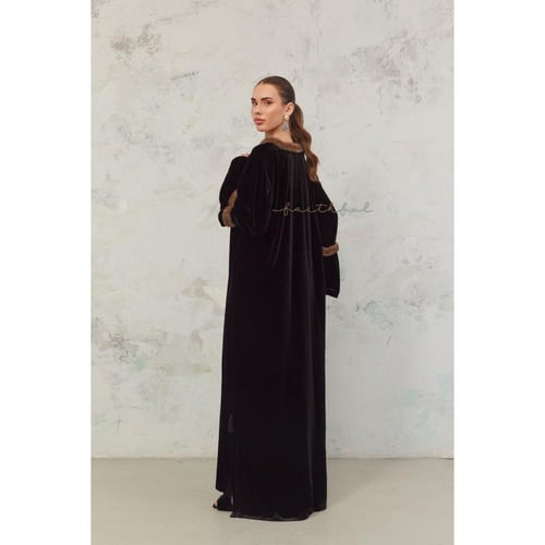 Black mink velvet dress