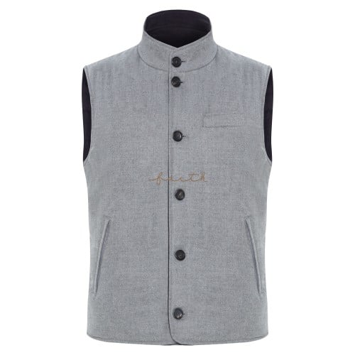 GREY & NAVY BLUE DOUBLEFACE VEST