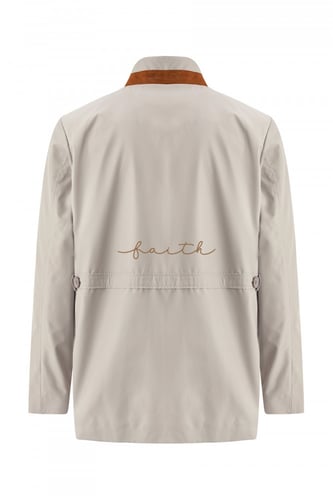 LIGHT NUDE WATERPROOF JACKET, SUED COLLAR NO FUR