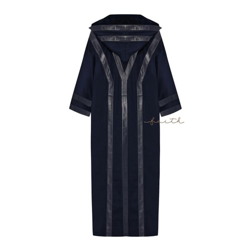 NAVY BLUE CASHMERE LEATHER LINE FARWA