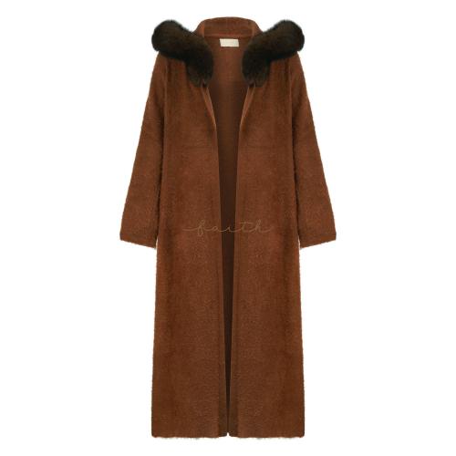 CAMEL IN BROWN FUR KNITTED FARWA