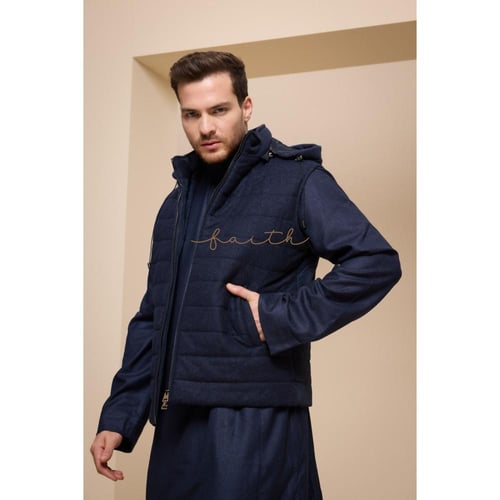 NAVY BLUE CASHMERE & WATERPROOF VEST